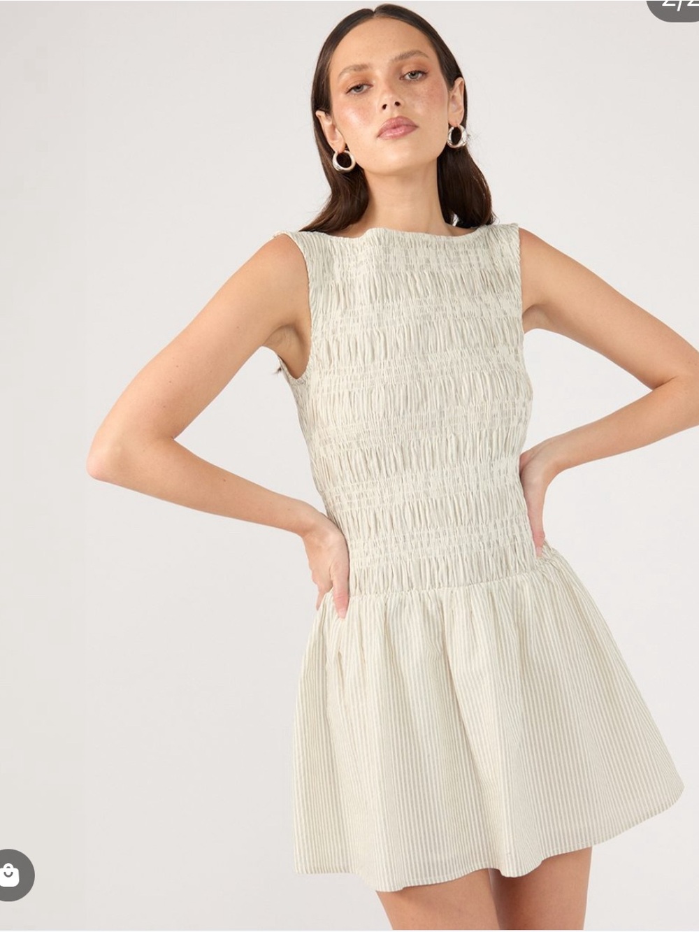 Le Lis Cream Smocked Bodice Sleeveless Mini Dress